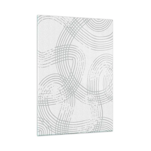 Impression sur verre - Image sur verre - Lignes courbes abstraites dans des tons de gris sur blanc - 50x70cm - Il n'y a pas de chemin droit - Décoration murale moderne pour le salon et la chambre ARTTOR