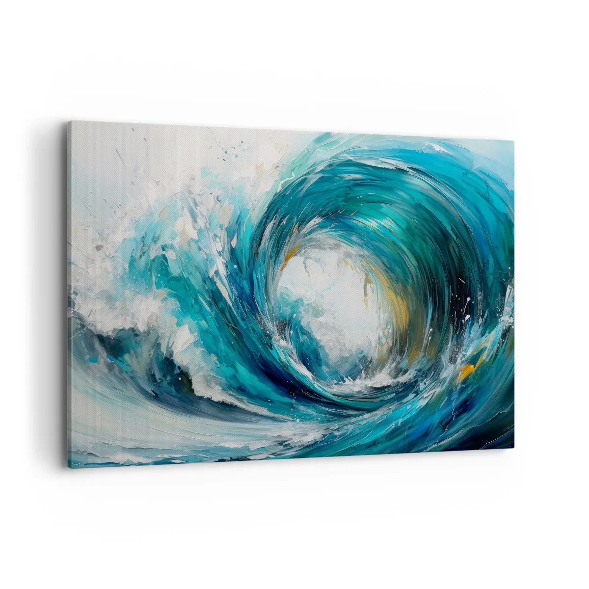 Impression sur toile - Image sur toile - Une vague dynamique dans les tons bleu et turquoise - 100x70cm - Portail maritime - Décoration murale moderne pour le salon et la chambre ARTTOR