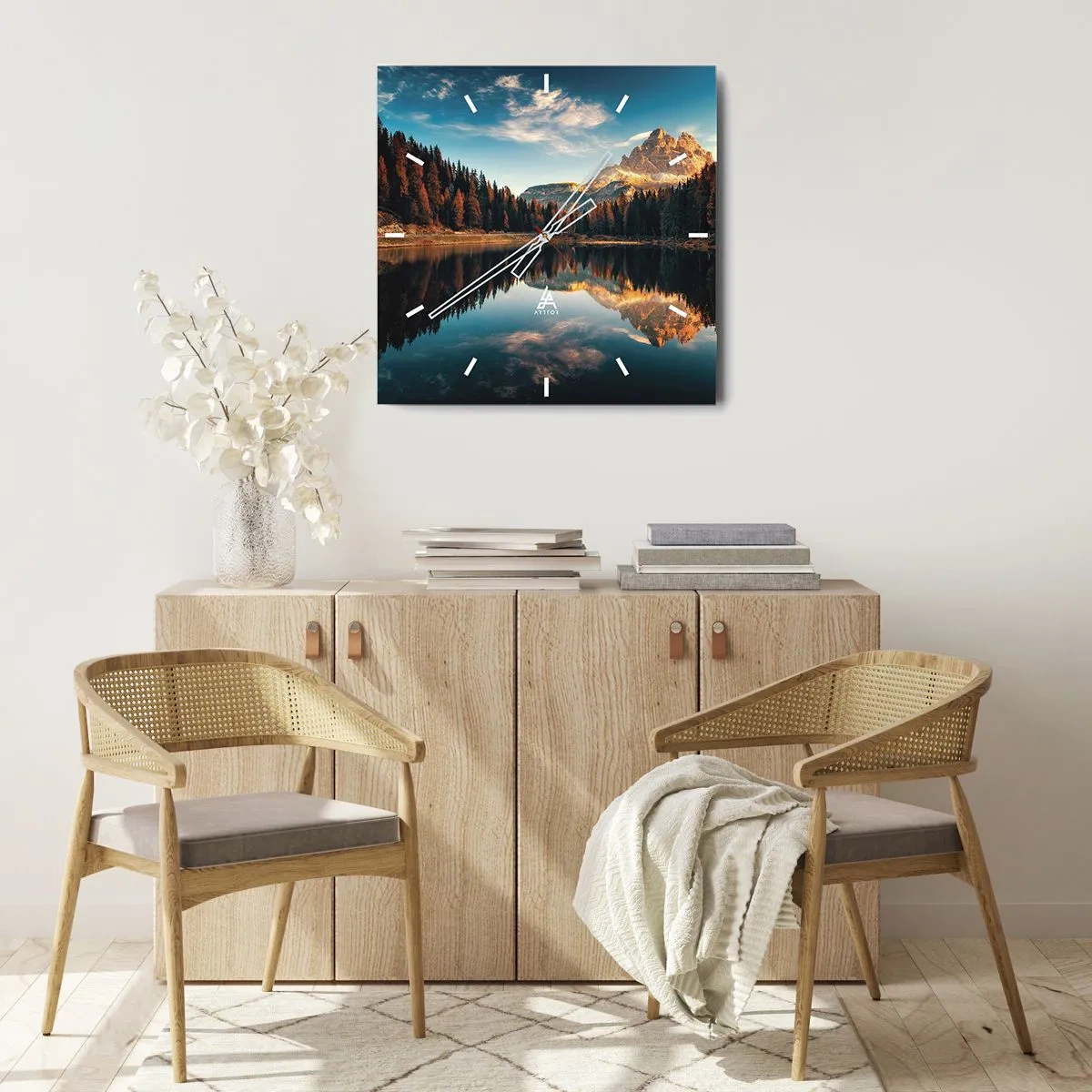 Horloge murale - Pendule murale - Double paysage - 30x30 cm