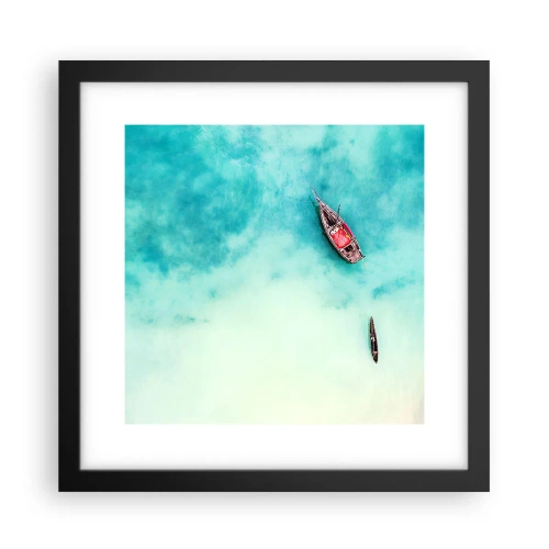 Affiche dans un cadre noir - Poster - Car sur les plages de Zanzibar, quand il y a un débordement d'eau... - 30x30 cm