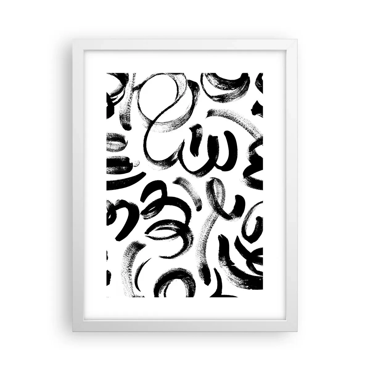 Affiche dans un cadre blanc - Poster - Noir sur blanc - 30x40 cm