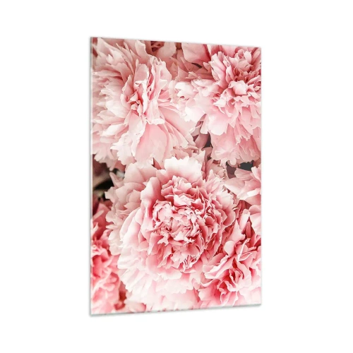 Impression sur verre - Image sur verre - Pivoines roses subtiles dans un décor délicat - 70x100cm - Rêve rose - Décoration murale moderne pour le salon et la chambre ARTTOR