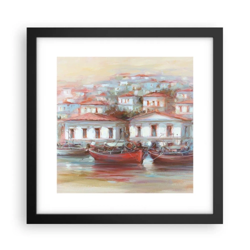 Affiche dans un cadre noir - Poster - Petite ville heureuse - 30x30 cm