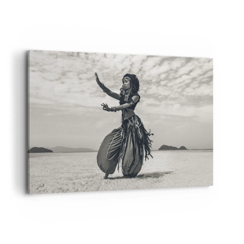 Impression sur toile - Image sur toile - Danseuse exotique sur fond de désert - 120x80cm - Danse des îles du sud - Décoration murale moderne pour le salon et la chambre ARTTOR