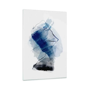 Impression sur verre - Image sur verre - Formes abstraites dans des tons de bleu avec des lignes délicates - 80x120cm - Montagne de glace - Décoration murale moderne pour le salon et la chambre ARTTOR