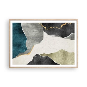 Affiche dans un chêne clair - Poster - Composition mosaïque avec un fil d'or - 100x70 cm