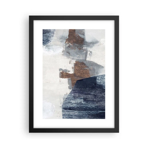 Affiche dans un cadre noir - Poster - Formes bleues et brunes - 30x40 cm