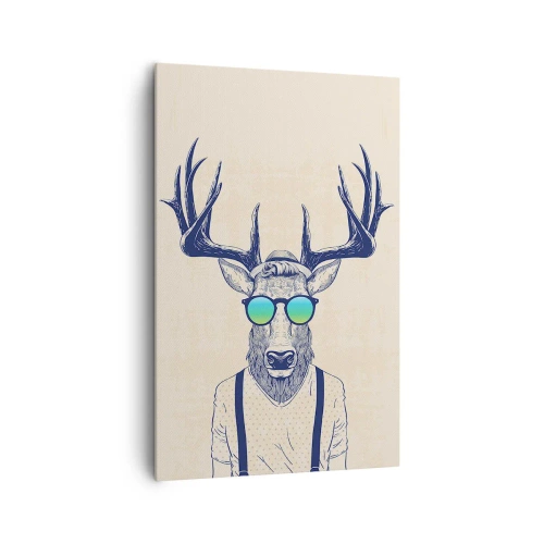 Impression sur toile - Image sur toile - Cerf stylisé avec des lunettes de soleil - 80x120cm - A qui vous attendiez-vous ? - Décoration murale moderne pour le salon et la chambre ARTTOR