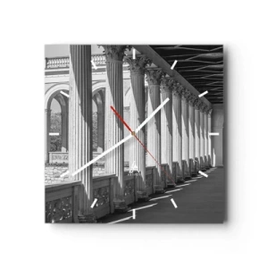 Horloge murale - Pendule murale - Colonnade de style classique en noir et blanc - 30x30cm - Arcade ensoleillée - Décoration murale moderne pour le salon et la chambre ARTTOR