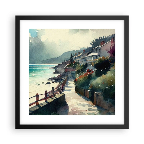 Affiche dans un cadre noir - Poster - Ville méditerranéenne - 40x40 cm