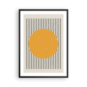 Affiche dans un cadre noir - Poster - Composition géométrique avec cercle et lignes orange - 50x70cm - Le pouvoir de la simplicité - Décoration murale moderne pour le salon et la chambre ARTTOR