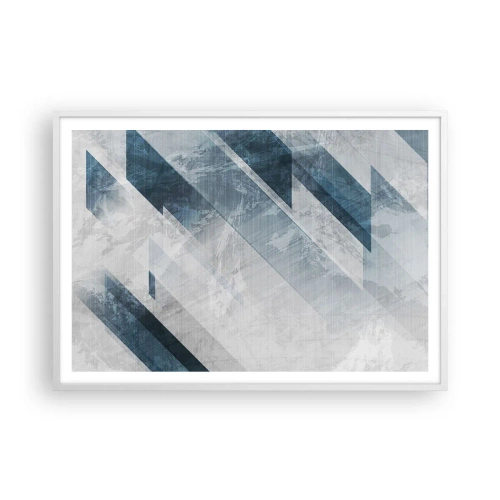 Affiche dans un cadre blanc - Poster - Composition spatiale - mouvement gris - 100x70 cm