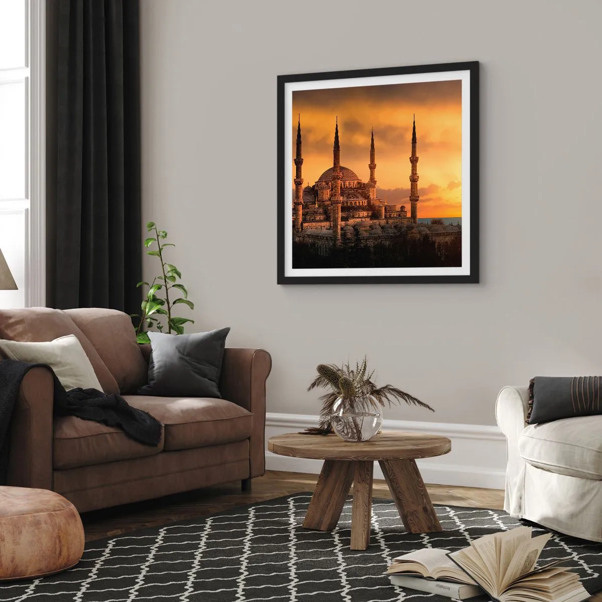 Affiche dans un cadre noir - Poster - Dieu est grand - 40x40 cm