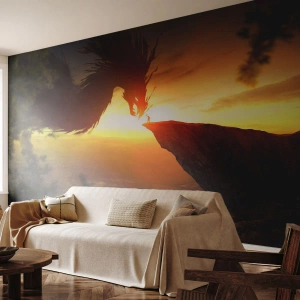 Papier Peint Photo Premium Sand - Chasseur de dragon - Abstraction, Fantaisie, Dragon - 200x140 cm