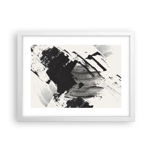 Affiche dans un cadre blanc - Poster - Abstraction – expression du noir - 40x30 cm