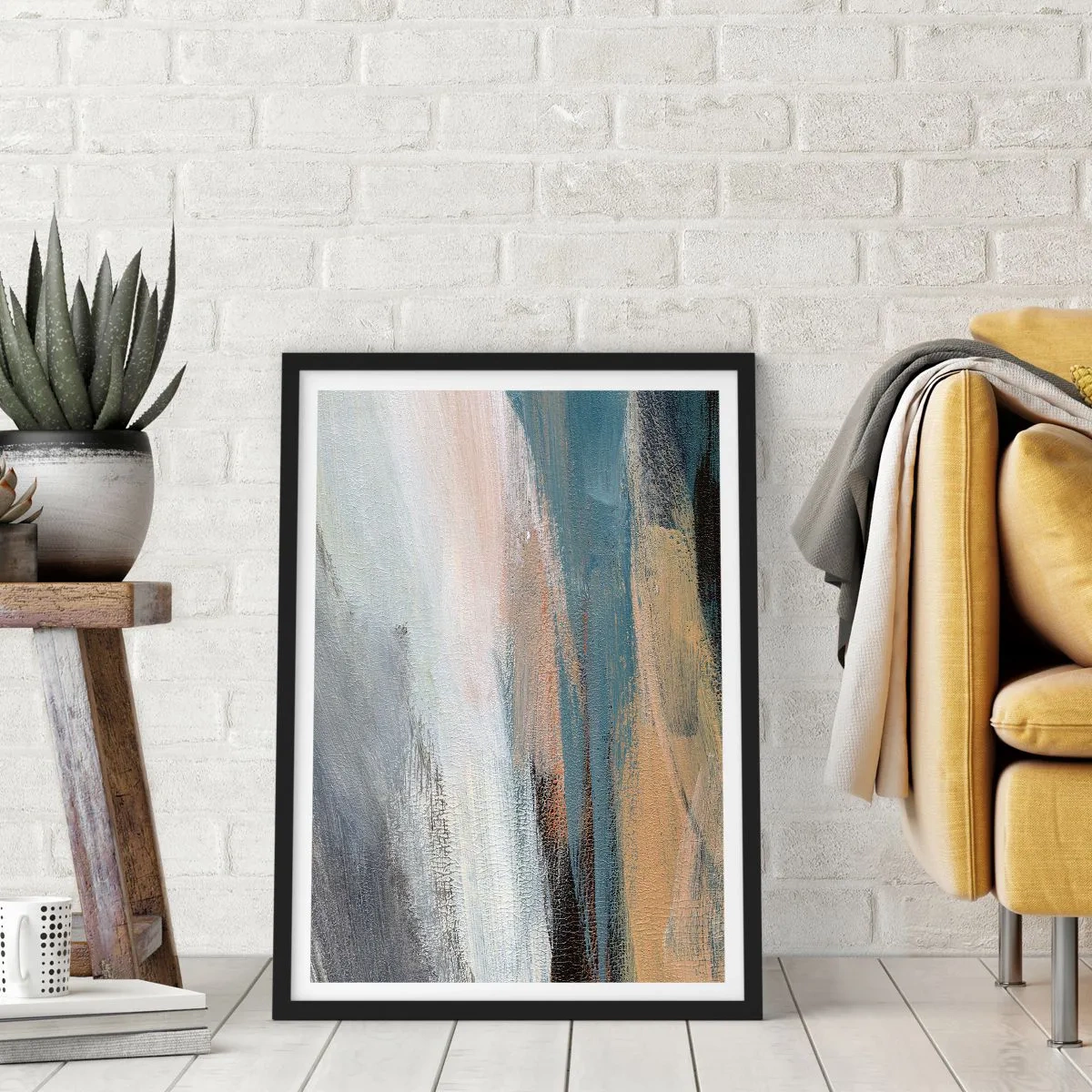 Affiche dans un cadre noir - Poster - Abstraction : paysage nordique - 30x40 cm