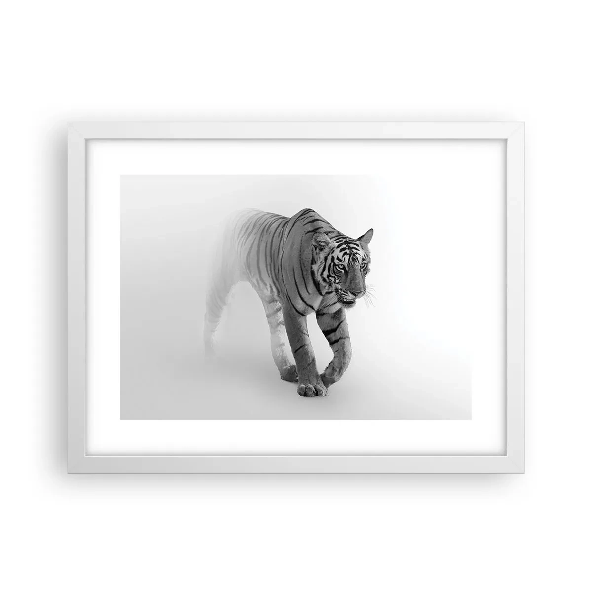 Affiche dans un cadre blanc - Poster - Accroupi dans le brouillard - 40x30 cm