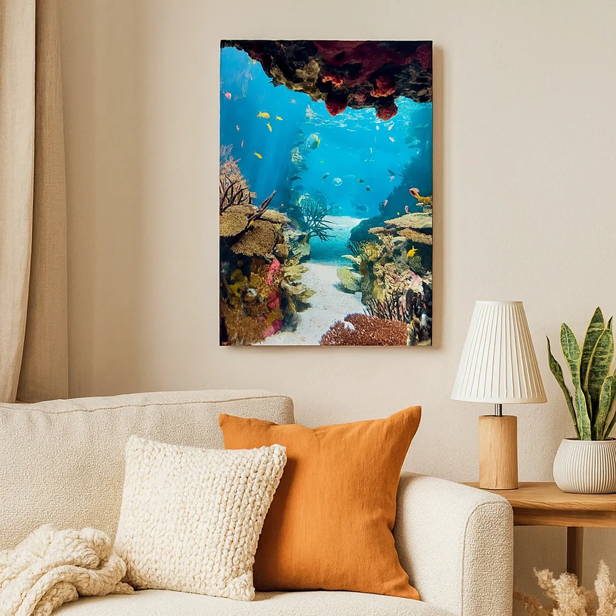 Impression sur toile - Image sur toile - Monde sous-marin avec récif corallien et poissons - 50x70cm - Tu ne l'as même pas rêvé - Décoration murale moderne pour le salon et la chambre ARTTOR
