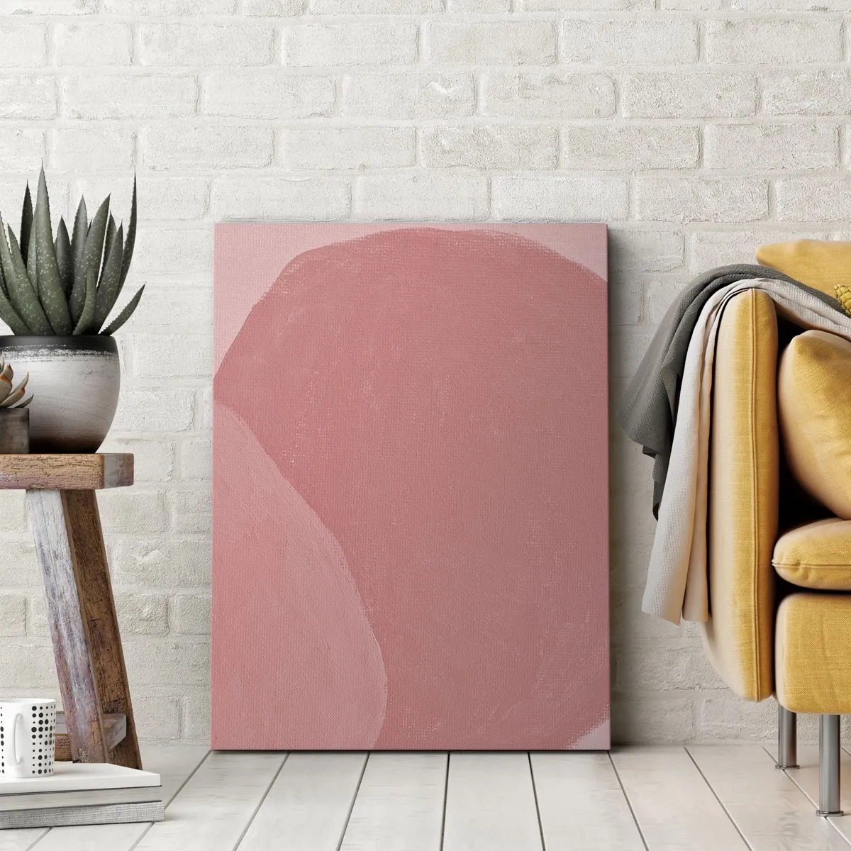 Impression sur toile - Image sur toile - Abstraction délicate dans des tons de rose, formes organiques et minimalisme - 50x70cm - Composition organique en rose - Décoration murale moderne pour le salon et la chambre ARTTOR
