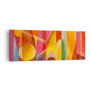 Impression sur toile - Image sur toile - Une composition abstraite pleine de formes géométriques colorées. - 140x50cm - Cathédrale du soleil - Décoration murale moderne pour le salon et la chambre ARTTOR