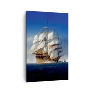 Impression sur toile - Image sur toile - Un voilier en pleine mer sous un ciel bleu - 80x120cm - La grande gloire ! - Décoration murale moderne pour le salon et la chambre ARTTOR