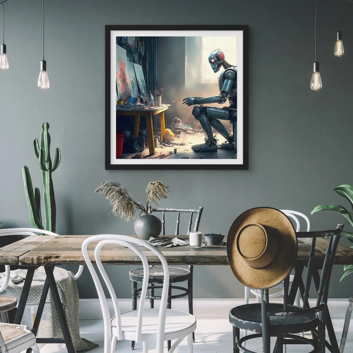 Affiche dans un cadre noir - Poster - L'acte de création - 60x60 cm