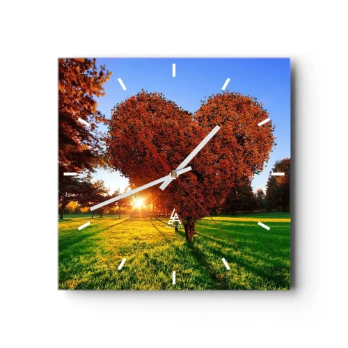 Horloge murale - Pendule murale - Un arbre en forme de cœur dans un paysage d'automne - 30x30cm - Et comment ne pas aimer tomber - Décoration murale moderne pour le salon et la chambre ARTTOR