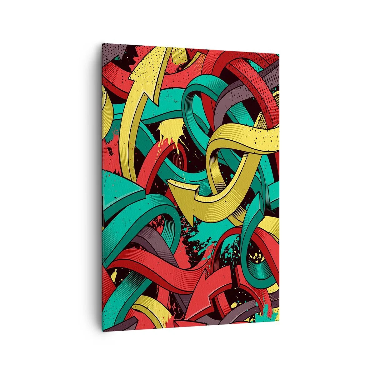 Impression sur toile - Image sur toile - Des flèches abstraites aux couleurs vives créant le chaos - 70x100cm - Quel chemin vers le but ? - Décoration murale moderne pour le salon et la chambre ARTTOR