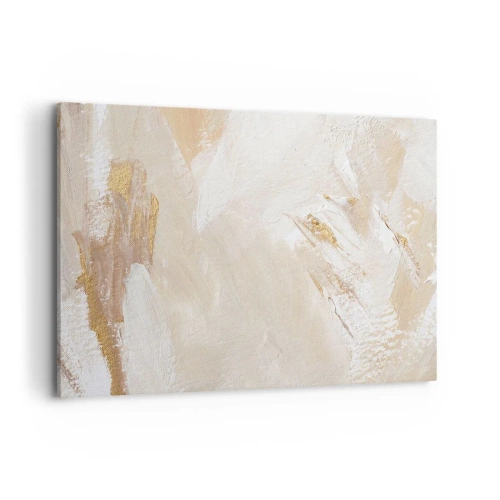 Impression sur toile - Image sur toile - Des tons abstraits délicats dans des tons beiges et dorés - 120x80cm - Composition pastel - Décoration murale moderne pour le salon et la chambre ARTTOR