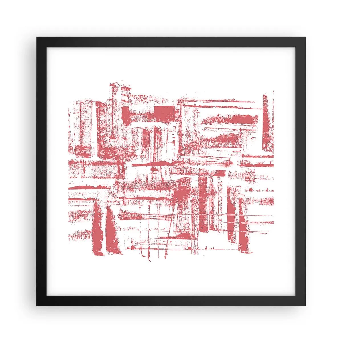 Affiche dans un cadre noir - Poster - La ville rouge - 40x40 cm