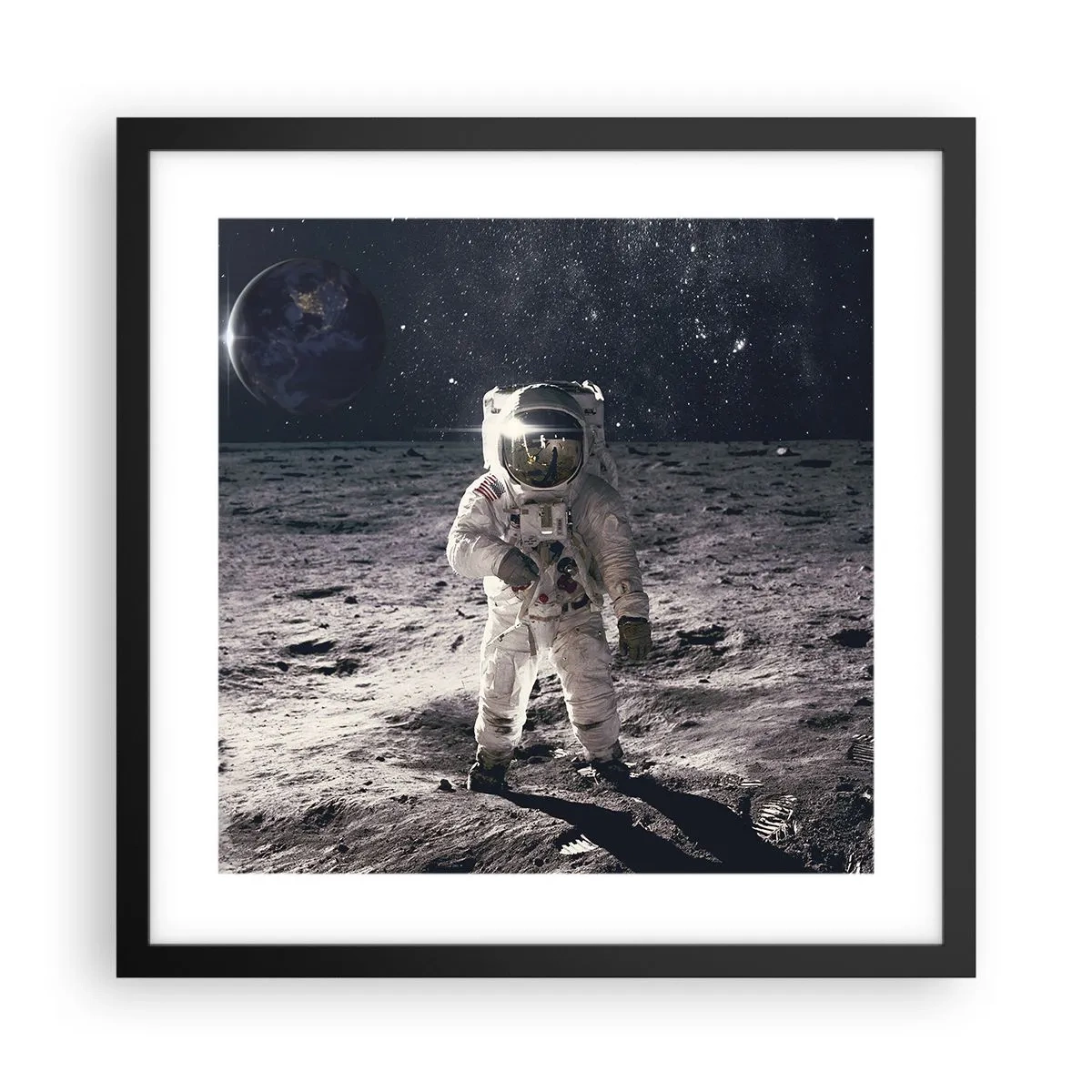 Affiche dans un cadre noir - Poster - Salutations de la lune - 40x40 cm
