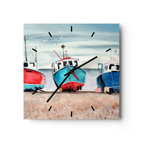 Horloge murale - Pendule murale - Prêt pour la pêche - 40x40 cm