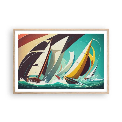 Affiche dans un chêne clair - Poster - Bonne chance avec les éléments - 91x61 cm