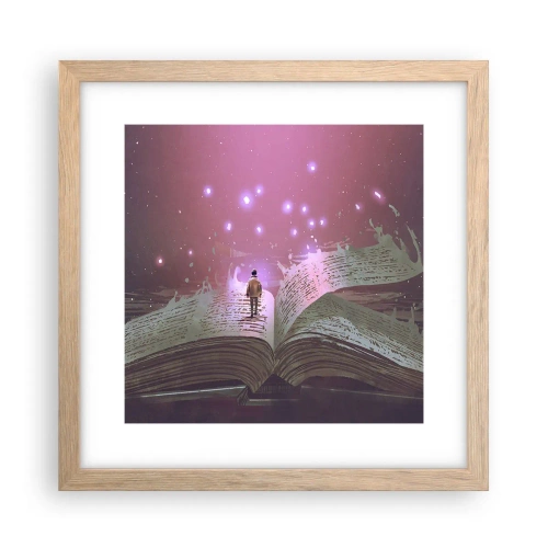 Affiche dans un chêne clair - Poster - Invitation à un autre monde - lisez ! - 30x30 cm