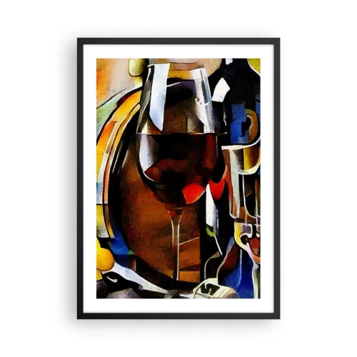 Affiche dans un cadre noir - Poster - Un verre de vin rouge rendu artistiquement - 50x70cm - Et le monde prend des couleurs - Décoration murale moderne pour le salon et la chambre ARTTOR