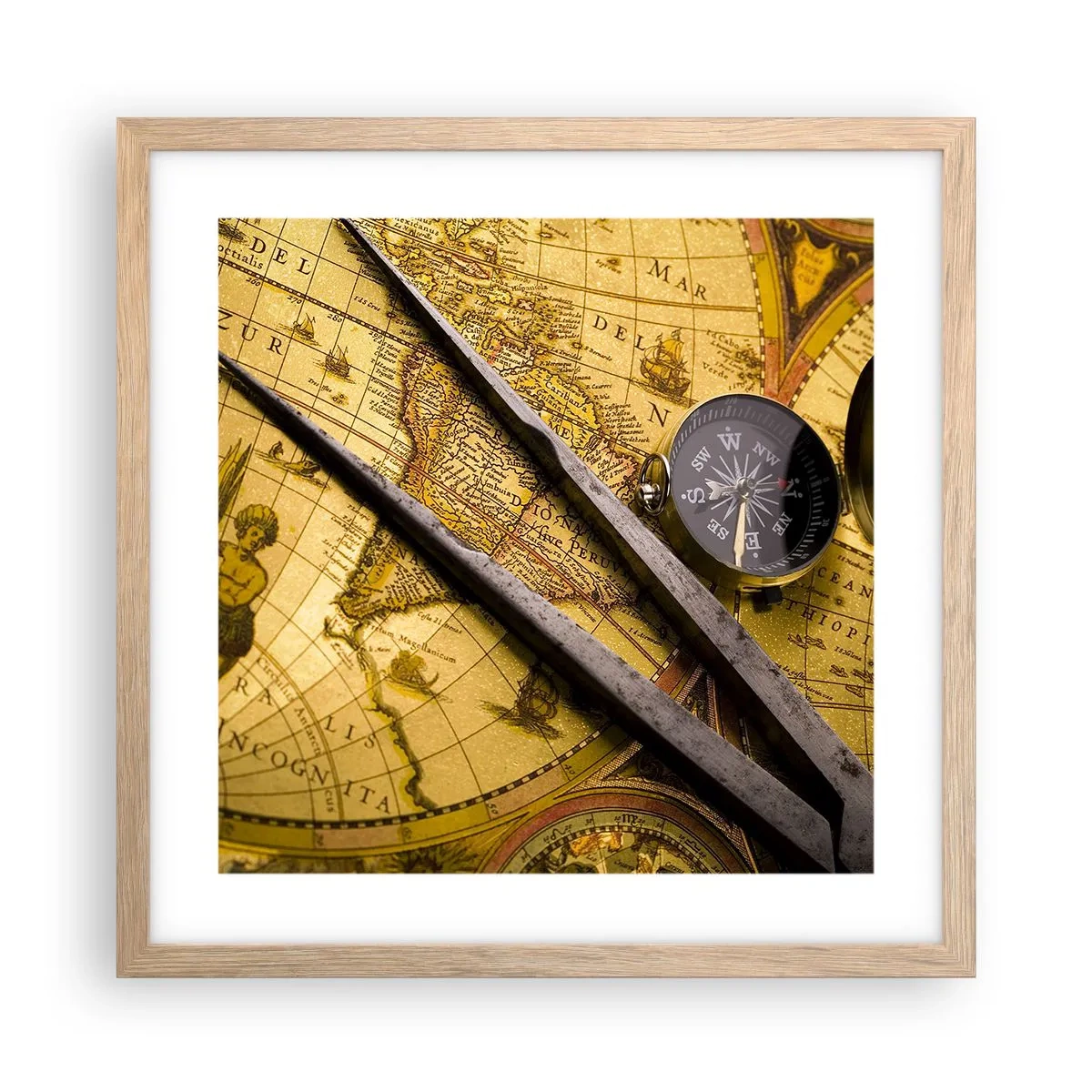 Affiche dans un chêne clair - Poster - Où sont ces trésors? - 40x40 cm