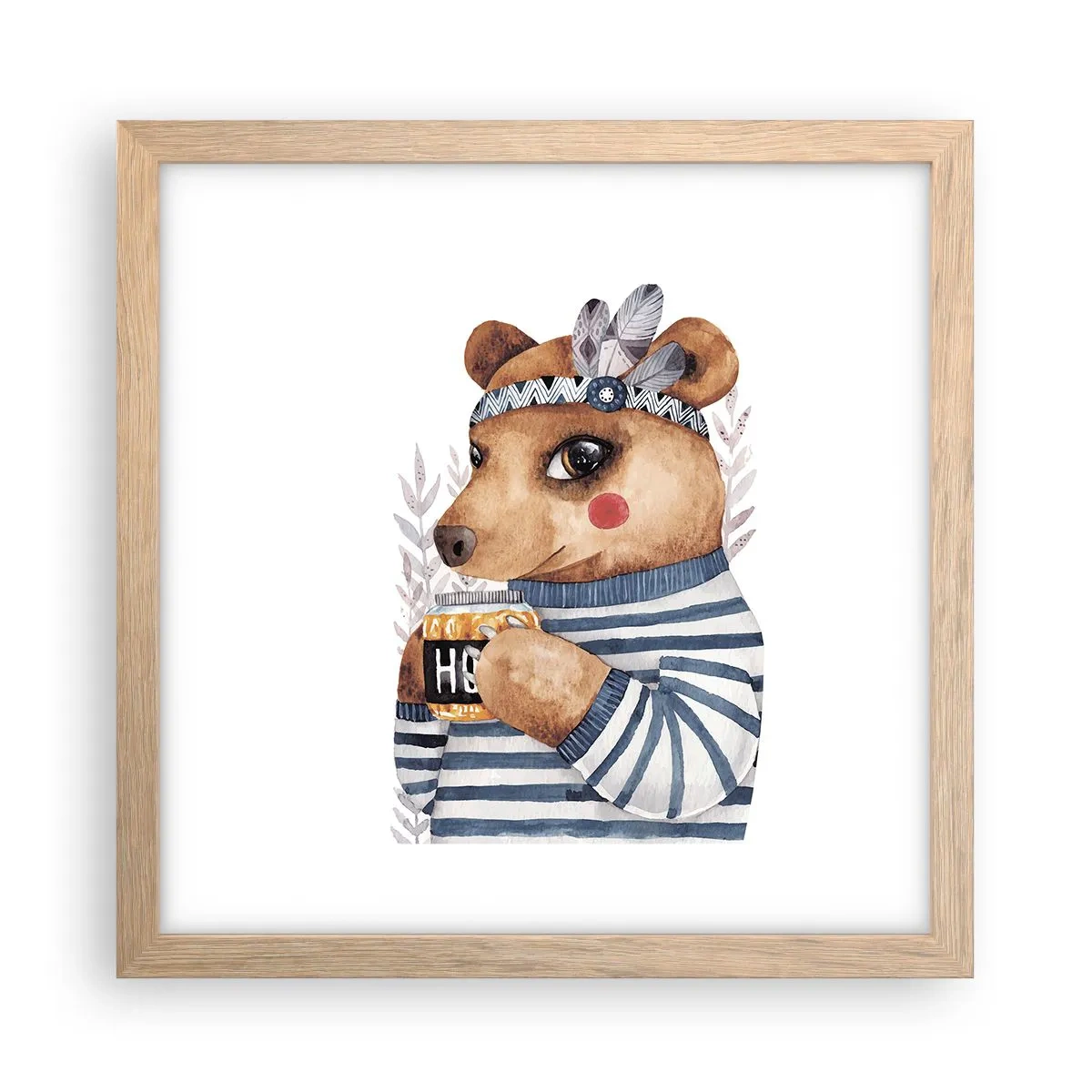 Affiche dans un chêne clair - Poster - Un nounours trop mignon - 30x30 cm