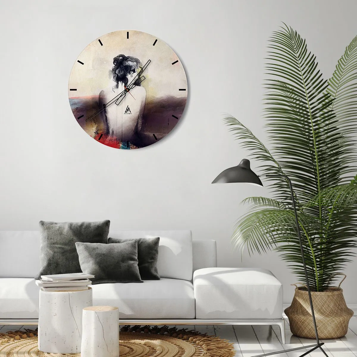 Horloge murale - Pendule murale - Lignes lisses, formes ovales - 30x30 cm