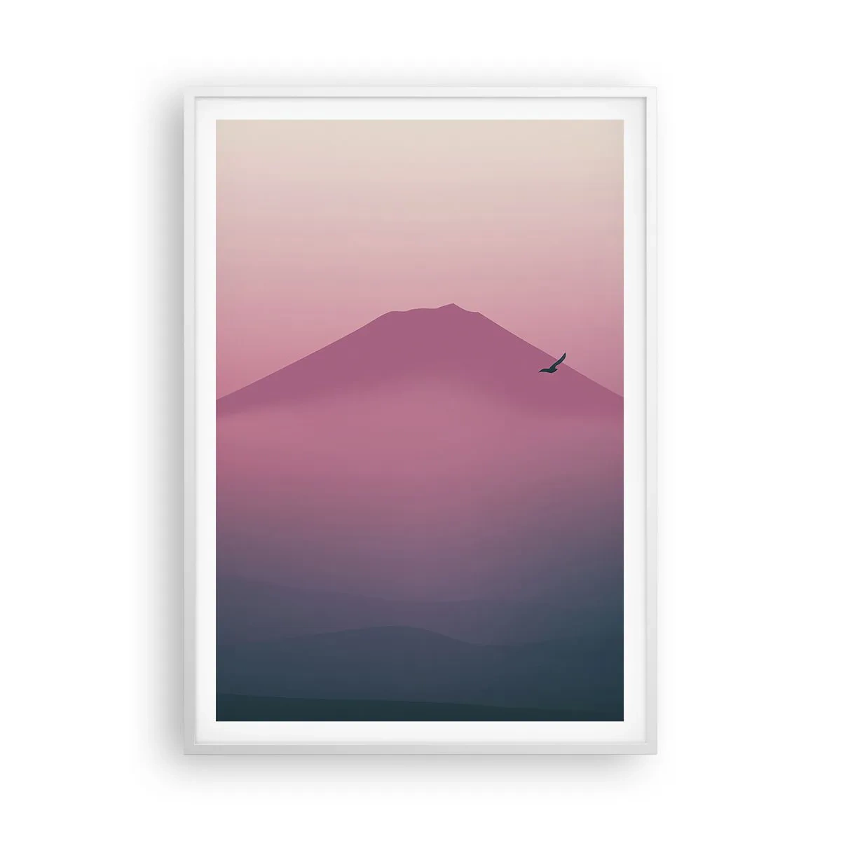 Affiche dans un cadre blanc - Poster - Des pèlerins au dessus des nuages - 70x100 cm