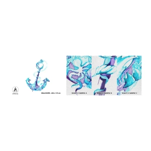 Échantillon de Papier Peint Premium Canvas - Le confident des secrets de la mer - Abstraction, Ancre, Mer - 100x30 cm