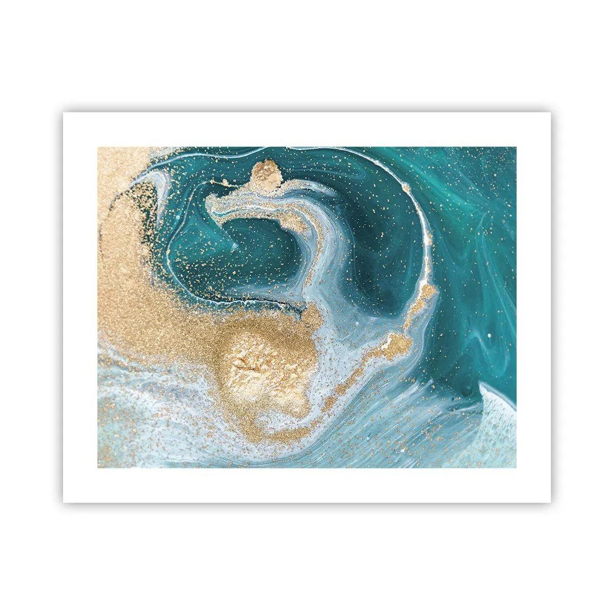 Affiche - Poster - Tourbillon d'or et de turquoise - 50x40 cm