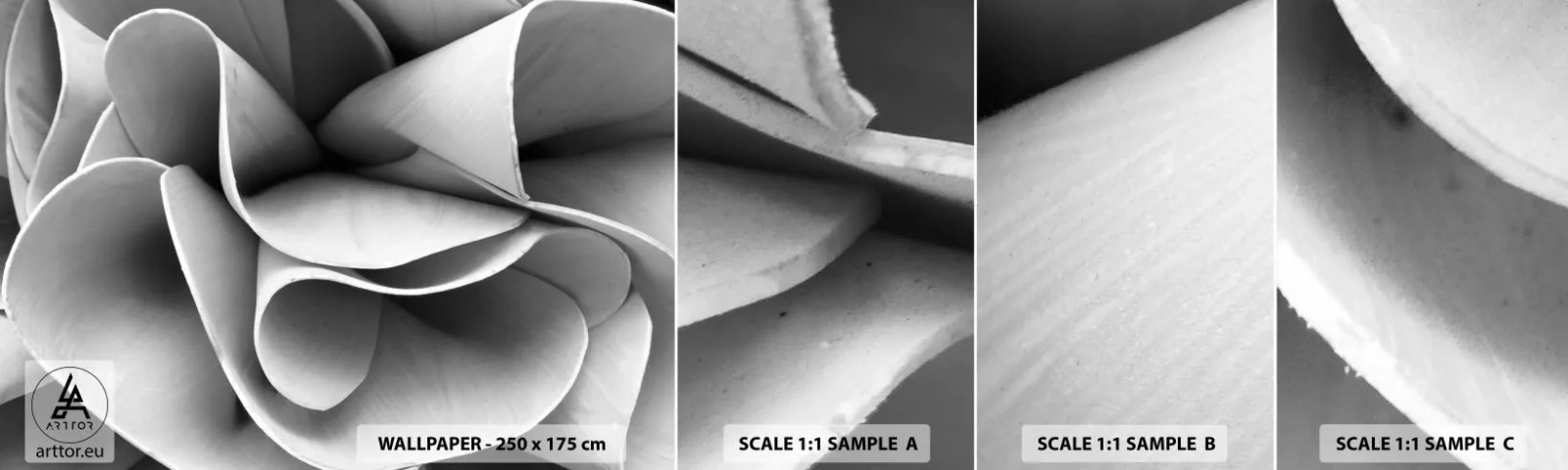 Échantillon De Papier Peint Standard Eco - Il s'en passe dans l'espace - Abstraction, Morceau, Noir et blanc - 100x30 cm