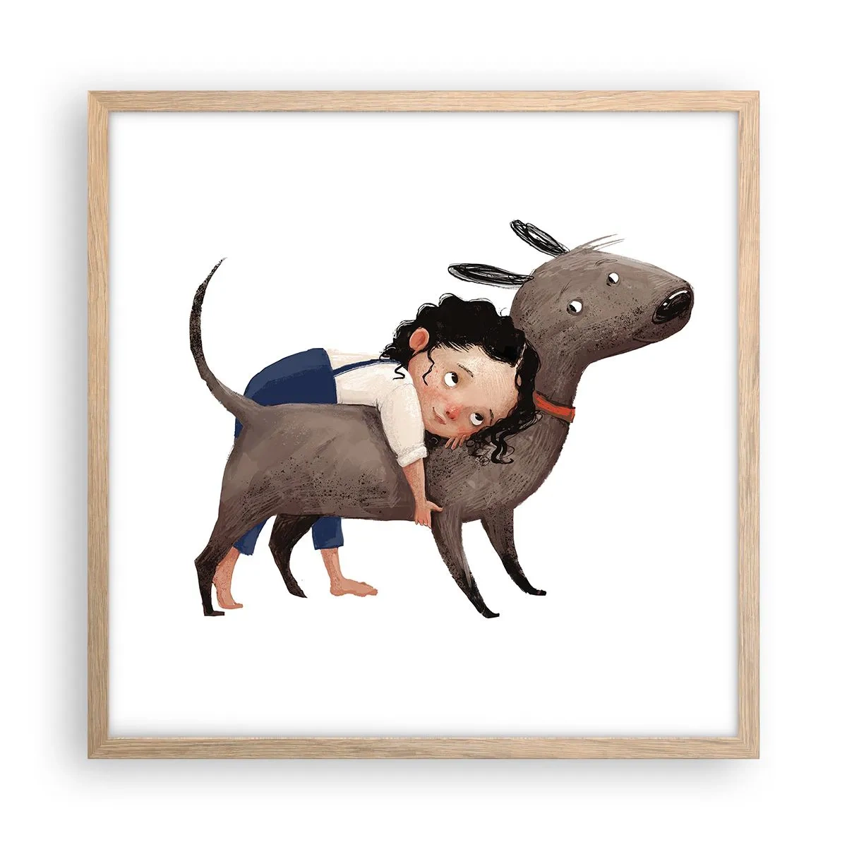 Affiche dans un chêne clair - Poster - Les meilleurs amis - 50x50 cm