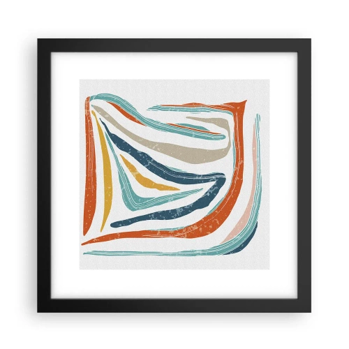 Affiche dans un cadre noir - Poster - Abstraction avec un sourire amical - 30x30 cm