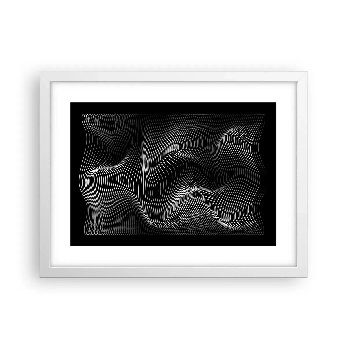 Affiche dans un cadre blanc - Poster - Danse de lumière dans l'espace - 40x30 cm