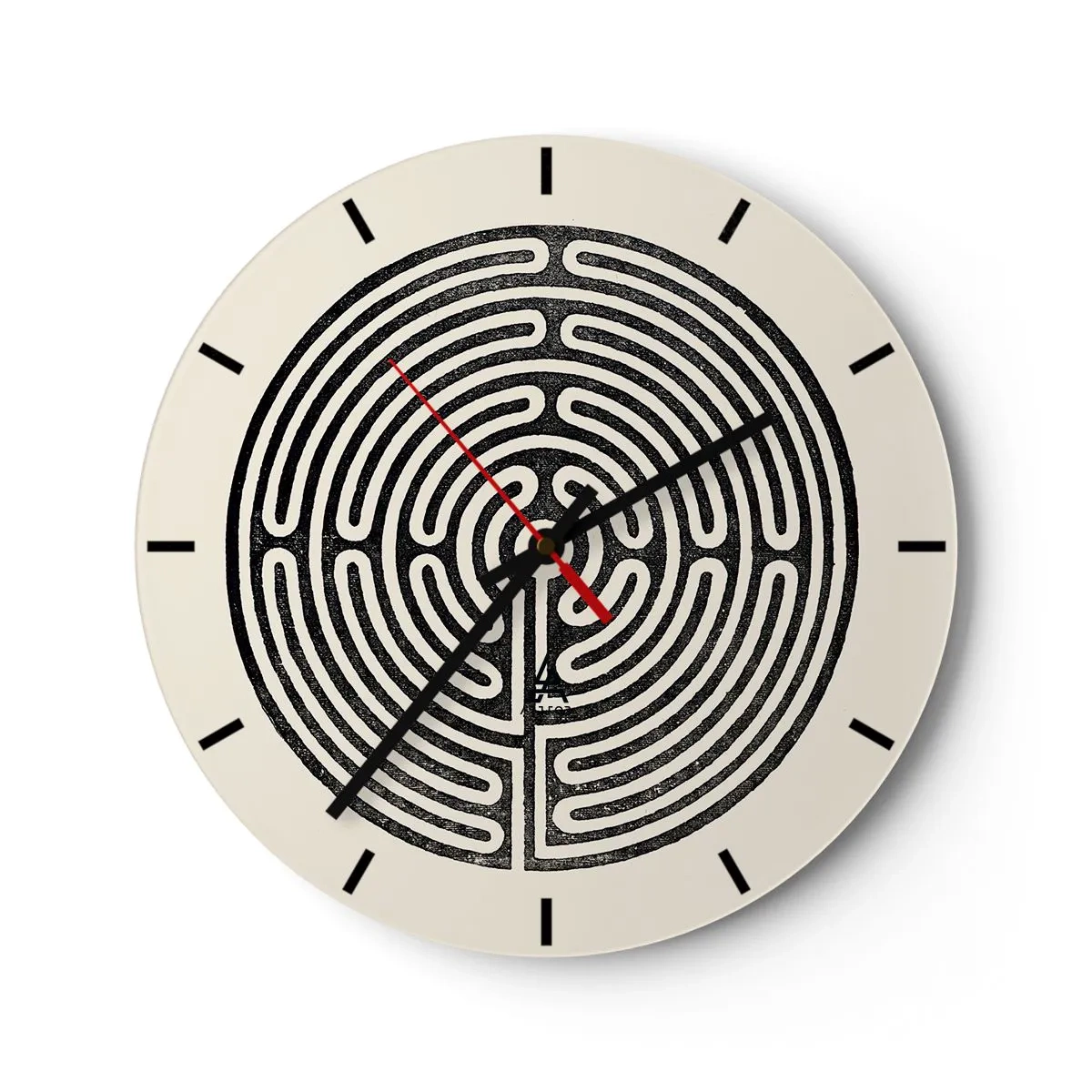 Horloge murale - Pendule murale - Un labyrinthe noir et blanc avec une disposition géométrique sur un fond clair - 30x30cm - Ordre mystérieux - Décoration murale moderne pour le salon, la cuisine et la chambre ARTTOR