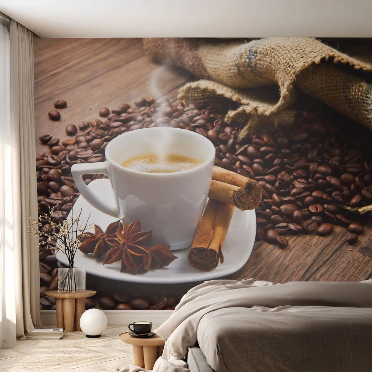 Papier Peint Autocollant Deluxe Sticker - Saveur et arôme épicés - La gastronomie, Café, Cannelle - 250x175 cm