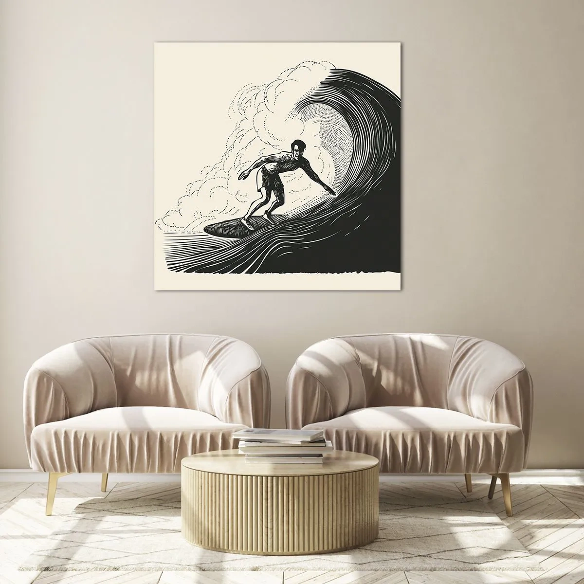 Impression sur verre - Image sur verre - Le roi de la vague - 70x70 cm