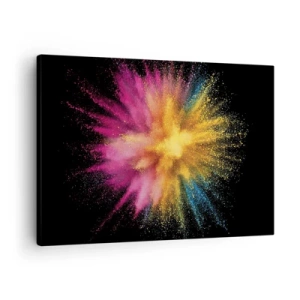 Impression sur toile - Image sur toile - Explosion de poudre colorée sur fond noir - 70x50cm - Origine des couleurs - Décoration murale moderne pour le salon et la chambre ARTTOR