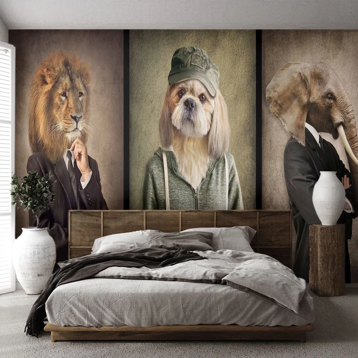 Papier Peint Photo Standard Eco - je préfère plus détendu - Abstraction, Lion, Chien - 400x280 cm